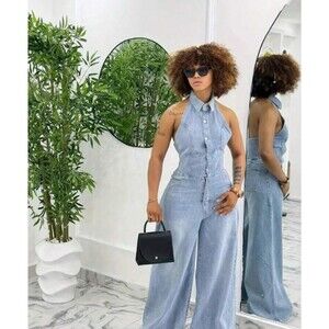 Women's Denim Jumpsuit-New European Style, SZ Large